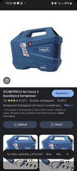 Scheppach Air Force 3 – bezolejový kompresor,2x použity