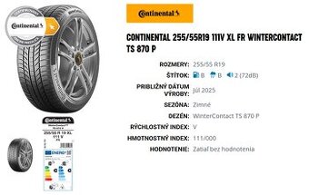 CONTINENTAL 255/55R19 111V XL FR WinterContact TS 870 P