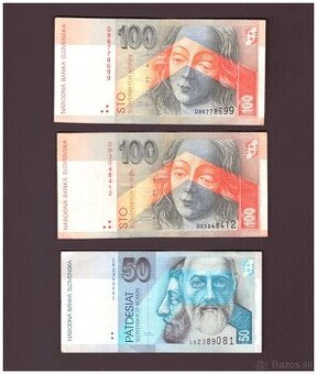 Bankovky Slovenská koruna 50 a 100