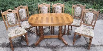 Masivný jedálensky stôl+6 ks stoliček