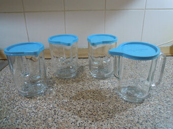 Sklenený džbán s plastovým vekom - 1 lit - 4 ks