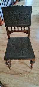 starožitné stoličky s koženým poťahom - 1