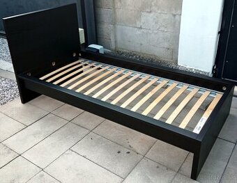 Ikea MALM Rám postele, čierno-hnedá, 90x200 cm, rost, matrac