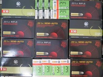 Predám náboje 22 LR RWS; S& Bellot; Geco od 0,08 eura/kus