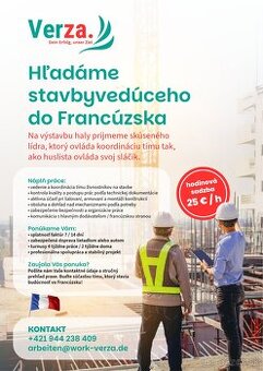 Hľadáme stavbyvedúceho do Francúzska