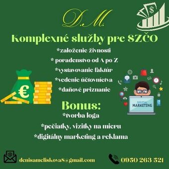 Ponukam spracovanie účtovníctva pre SZČO