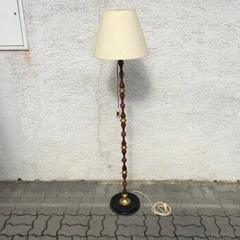 Retro starozitna podlahova stojata lampa drevena