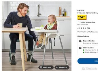 ANTILOP Detská vys stolička/podnos, biela