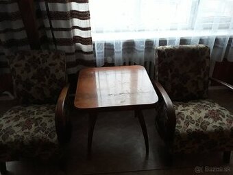 súprava	Starožitné kreslá 2 ks + stolík