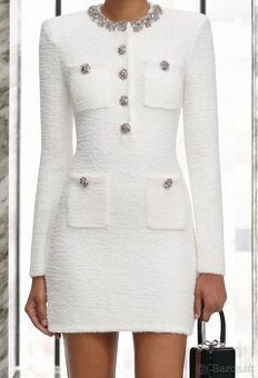 KRÉMOVO BIELE PLETENÉ MINIŠATY S KRYŠTÁLOVÝM LEMOM