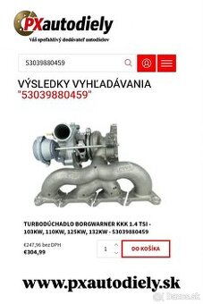 Turbo BorgWarner 1.4 TSi - 110kw, 118kw, 125kw