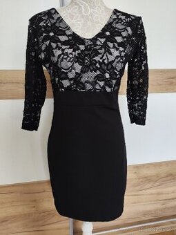 Čierne spoločenské, alebo biznis šaty s elastickou čipkou