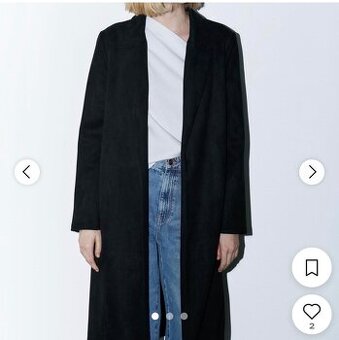 ZARA - čierny, dlhy, jarný kabát
