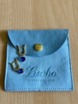 POZLÁTENÉ strieborné náusnice s modrým kamienkom