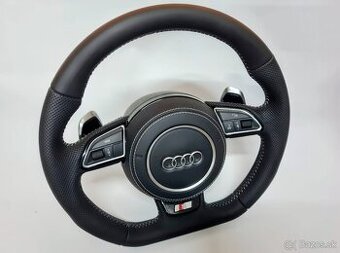 AUDI MULTIFUNKCNY VOLANT S AIRBAGOM A PADLAMI, biela niť