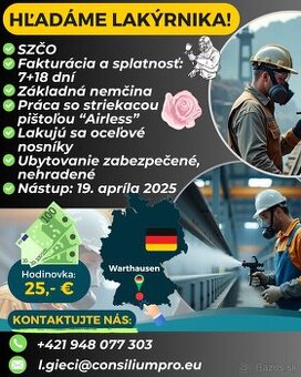 Hľadáme lakýrnika, práca v Nemecku.