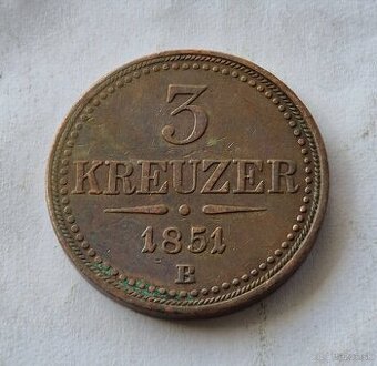 3 Grajciar 1851 B František Jozef I.