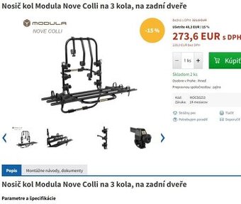 Nosič bicyklov Modula Nove Colli 3