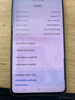 Predám mobilný telefón galaxy A71 Samsung