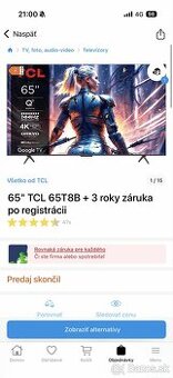 Predám televízor TCL 65T8B