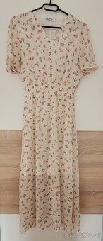 ŠATY DLHÉ KRÉMOVO BIELE S KYTIČKAMI 38 M - 1