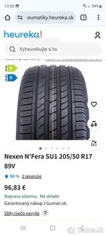 Škoda scala pneumatiky R 17 205/50 letné