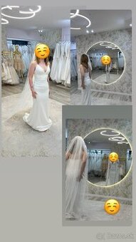 Luxusné hodvábne svadobné šaty + čipkovaný závoj (v cene) 👰