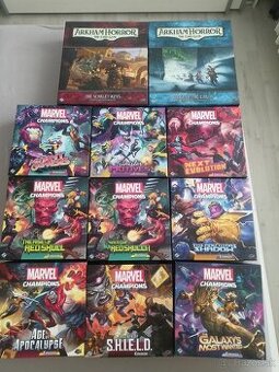 Prázdne krabice z hry Arkham Horror LCG a Marvel Champions