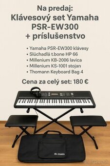 Klávesový set Yamaha PSR-EW300 + príslušenstvo – Kompletná v
