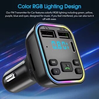 FM vysielač s Bluetooth a RGB podsvietením