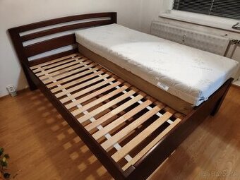 Manželska posteľ masív + 2x matrac
