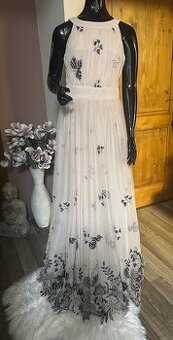 Slávnostné maxi šaty telovo-ružovej farby Chantall