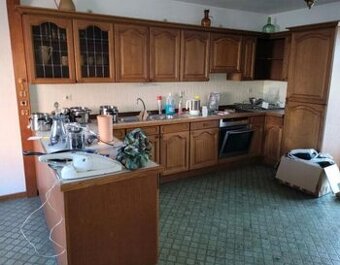 Rustikální dubová linka do U se spotřebiči,6236