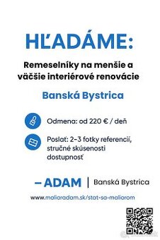 €220/deň - Rekonštrukčné práce / Banská Bystrica a okol
