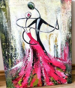 3D SVIETIACI OBRAZ V TME: TANEČNÍCI MAĽBA 40x50 CM