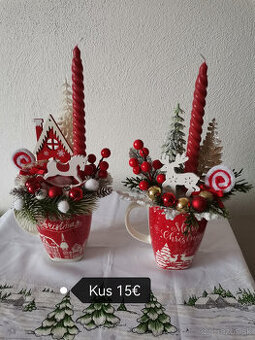 Dekorácia na stôl s 1 sviečkou. Vianoce