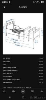 detskú rastúcu posteľ IKEA SUNDVIK (80x200 cm) – používanú