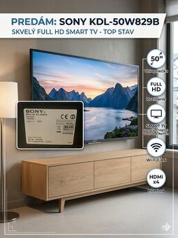 50" Smart LED TV Sony Bravia KDL-50W829B (126cm)