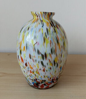 Art deco váza brokové sklo, sklárne S. Reich Valašské Mez.