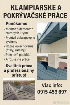 Klampiarske,Pokrývačske práce