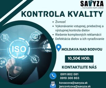 Kontrolór kvality 10,50€ na hodinu