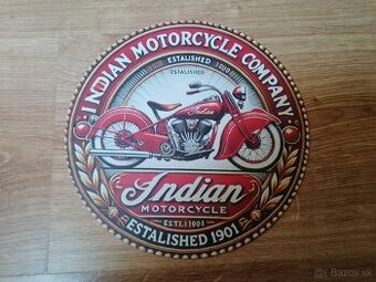 Plechová guľatá tabuľa Indian motorky 1901
