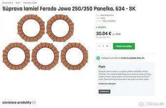 spojkové lamely Jawa 250 panelka/kývačka