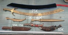 Nože, meče ceny sú uvedené na foto