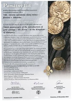 PL k 100 eur  - Zavedenie zlatej mince – florénu v Uhorsku