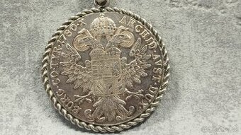 Velká stříbrná mince - tolar Marie Terezie privesok