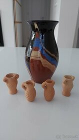 Keramická váza + 4ks hlinené džbániky - 1