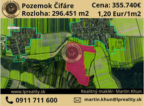 Na predaj pozemky v obci  Čifáre 296.451 m2