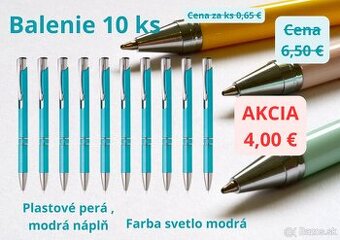 Perá plastové , balenie 10 ks , farba svetlo modrá