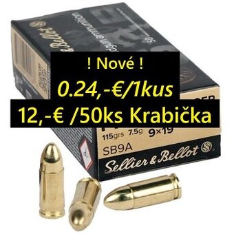 PREDÁM Sellier & Bellot 9x19 - 9mm luger 0.24,-€/1kus TOP